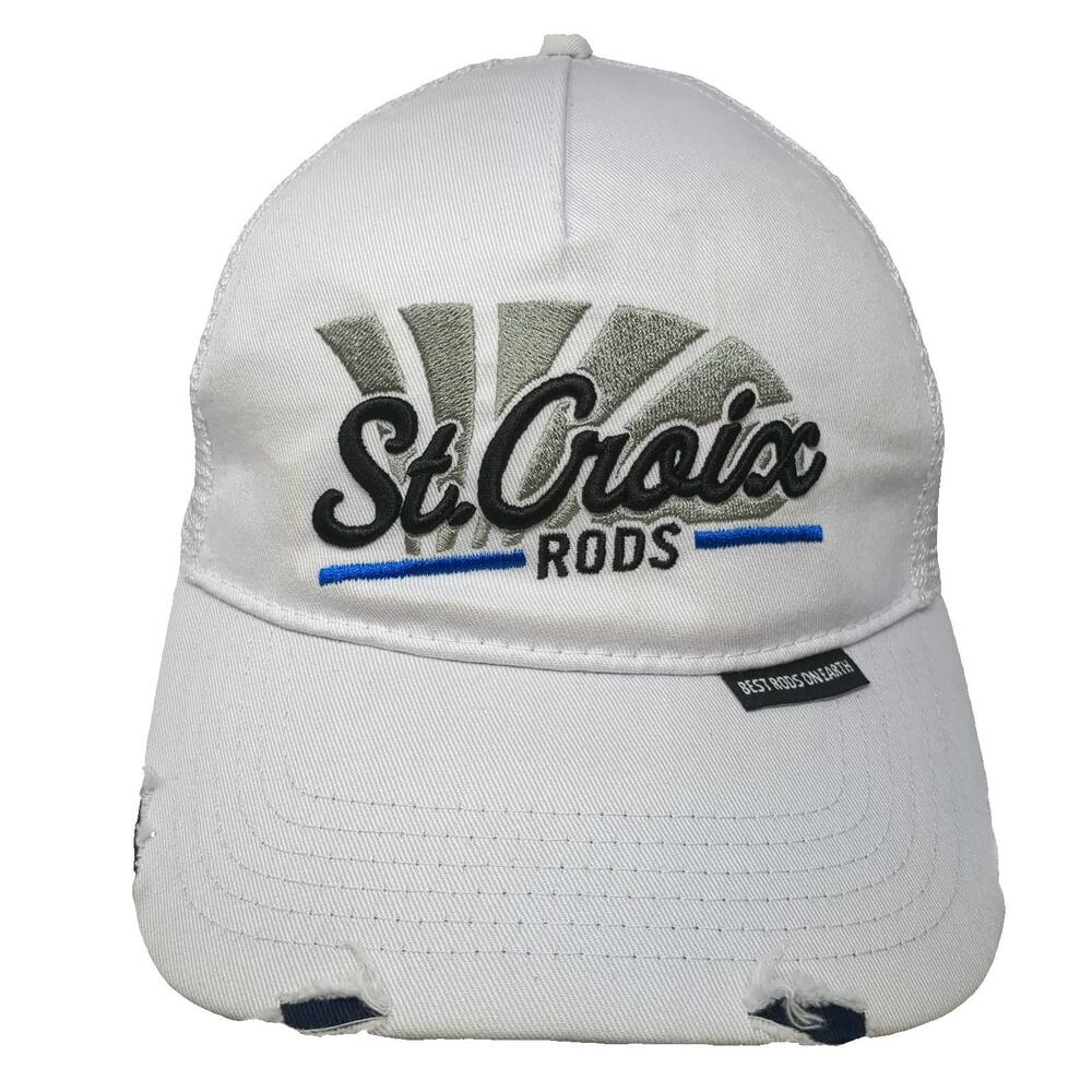 St. Croix Rods Baseball Cap White One Size Distressed Mesh Back Strapback Hat
